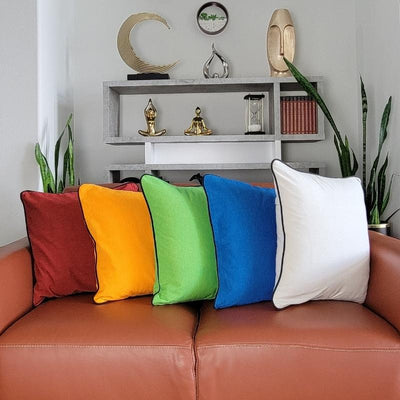 100% Cotton Modern Piped Edge Throw Pillow Covers