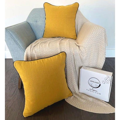Cotton Throw Pillow Covers - Modern Piped Edge