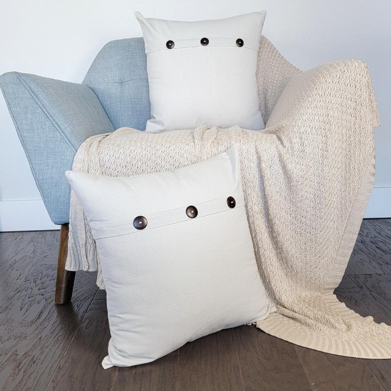 100% cotton farmhouse buttoned throw pillow covers